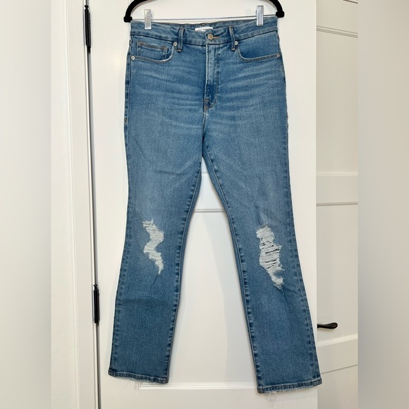 Good American Distressed Slim Leg Denim Jeans (8/29) - Picture 1 of 4
